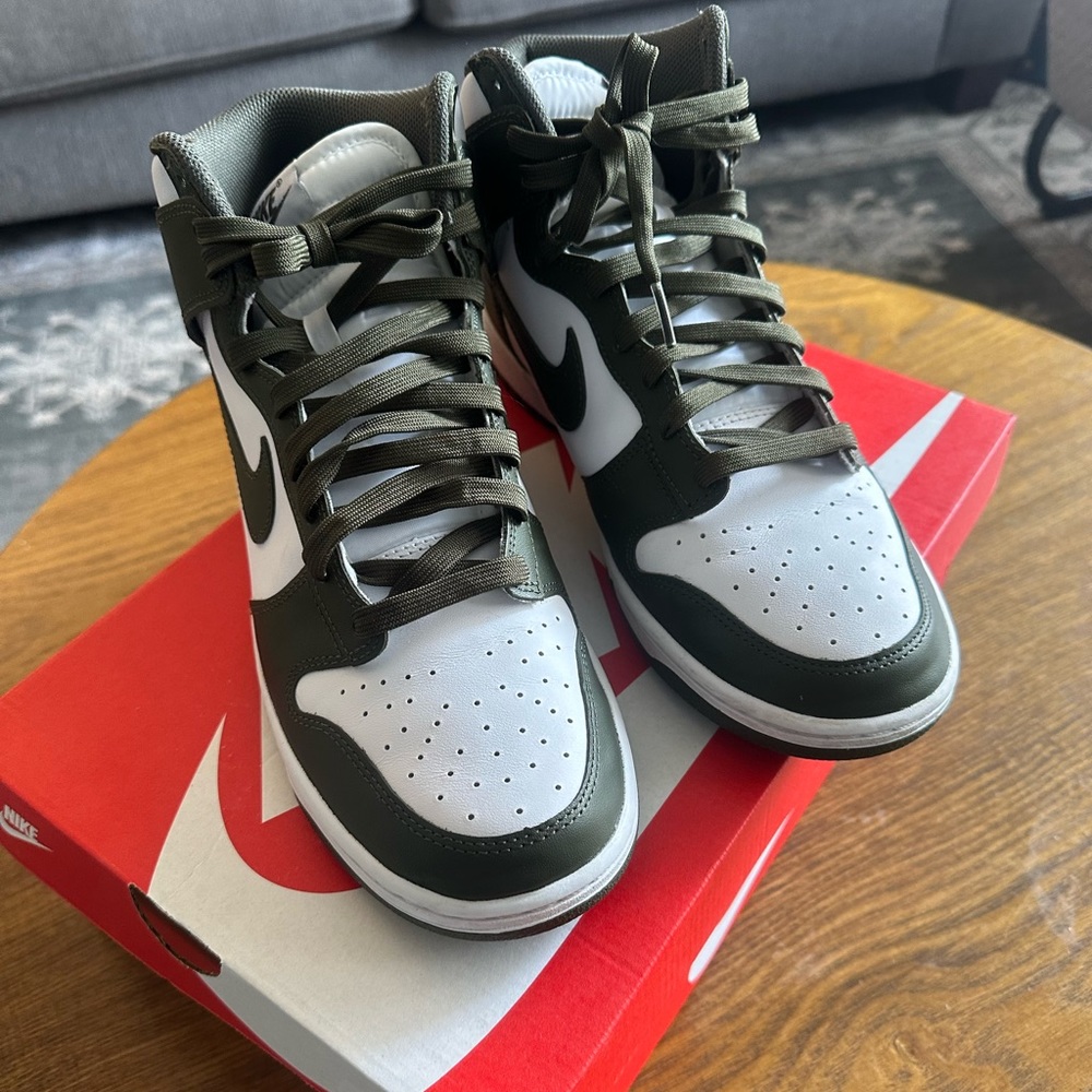 Olive Nike Dunk High- Size 10